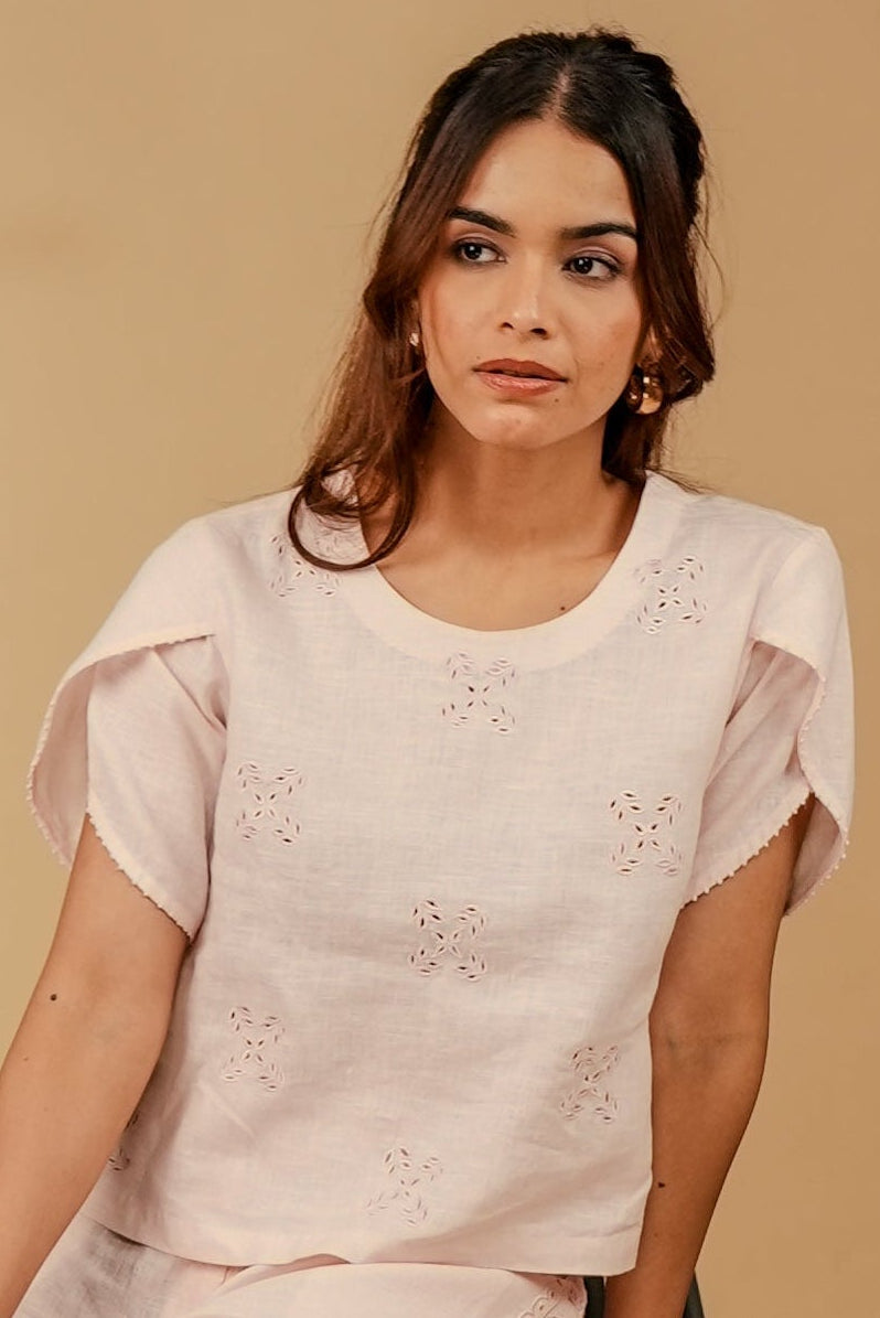 Pink Mist Linen Top