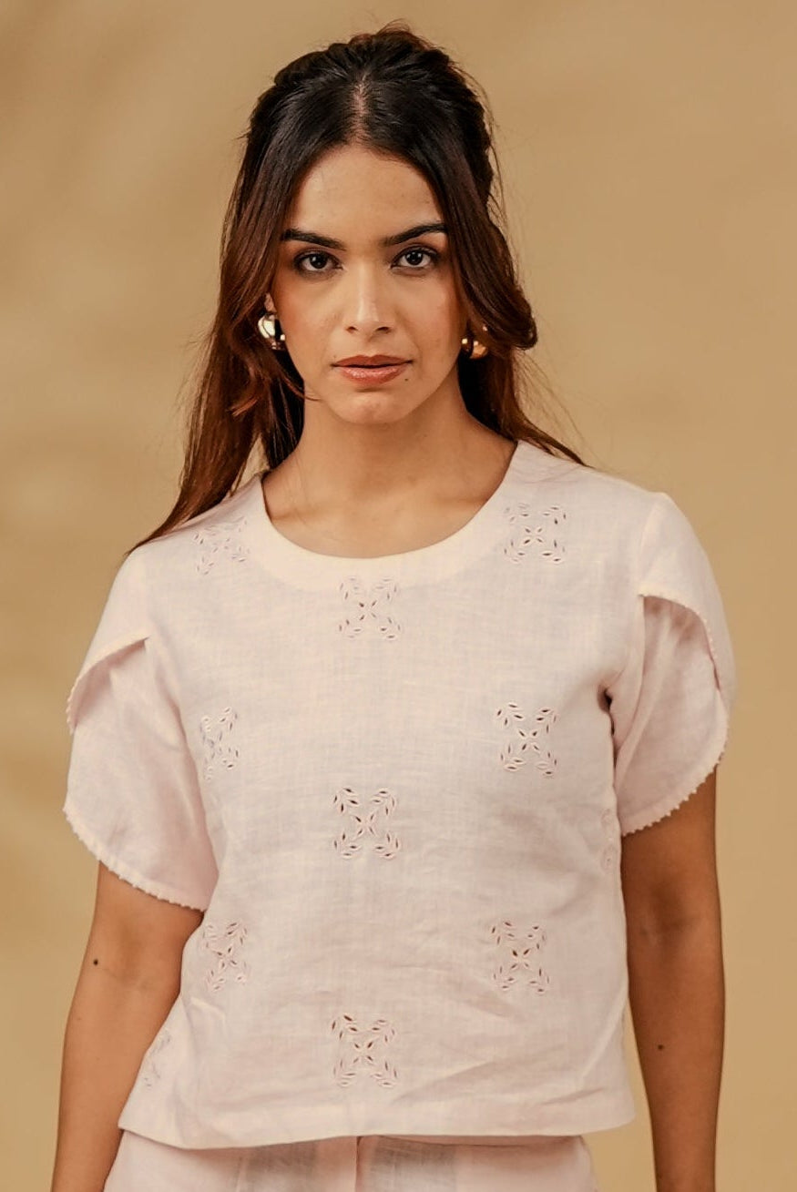 Pink Mist Linen Top