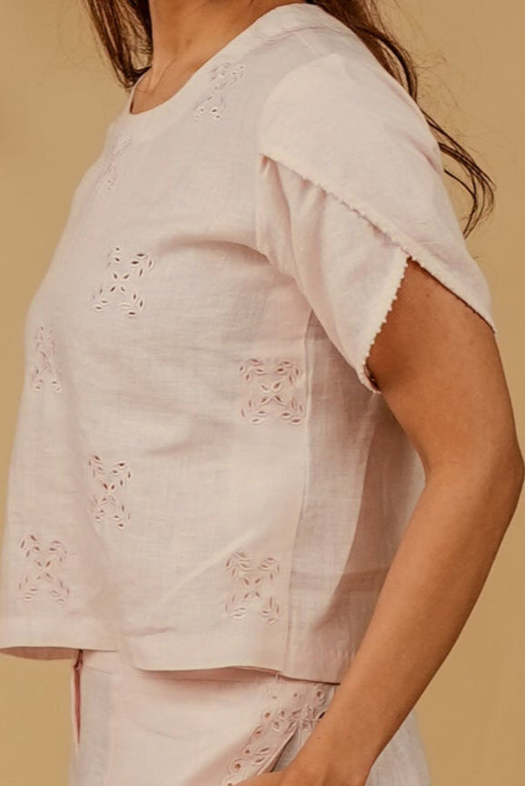 Pink Mist Linen Top
