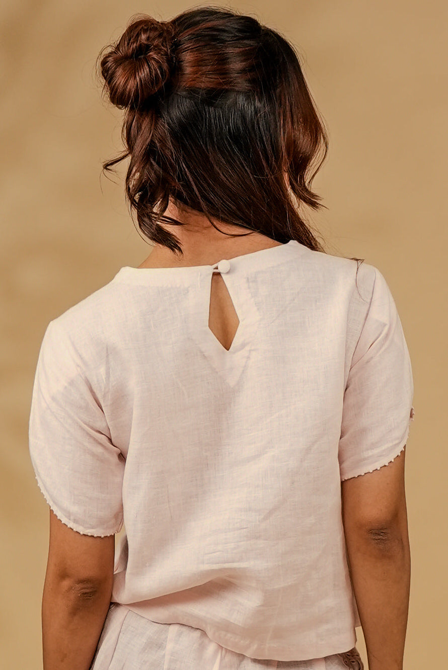 Pink Mist Linen Top